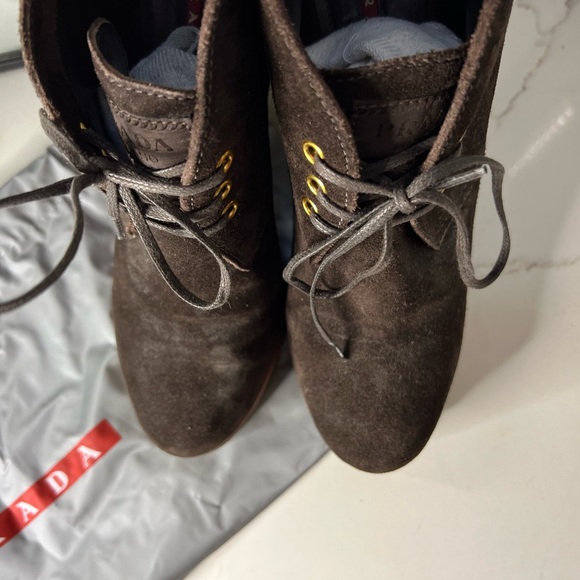 Dark Brown Prada Booties size 37.5/US 7 - Picture 3 of 8